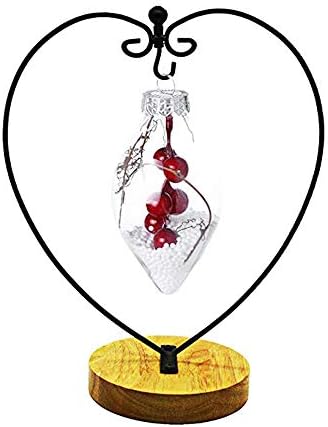Heart Shape Ornament Display Stand for Hanging Glass Terrarium Wood Base