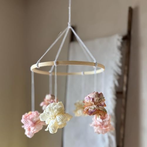 Cute Round Floral Wooden Mobile for Home Decor