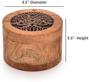BHAVATU Acacia Wood Decorative Urn 35x35x25 Inch