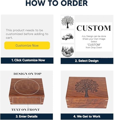 Personalized Rosewood Urns for Human or Pet Ashes Guitar Engraved Cremation Urn