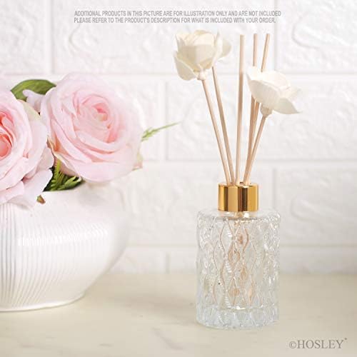 Hosley Set of 4 Mid Century Modern Glass Diffuser Bottles Gold 4 Inch High