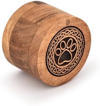 Kimona Wooden Pet Urn with Black Paw Design