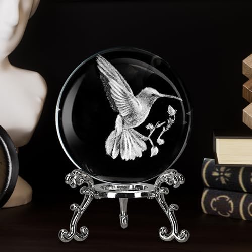Hummingbird Crystal Ball 24 Inch Home Decor Figurine with Stand