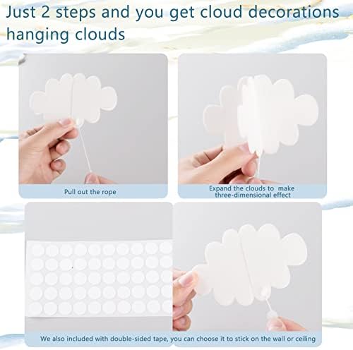 16 Pcs 3D Hanging Cloud Decorations for Ceiling and Wall