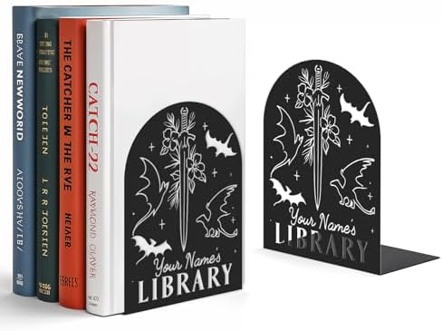Personalized Dragon Book Ends 2 Pcs Custom Metal Bookends for Home Office
