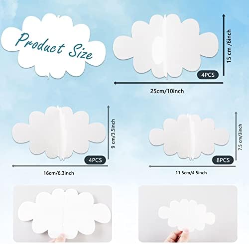 16 Pcs 3D Hanging Cloud Decorations for Ceiling and Wall