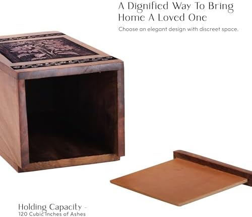 Wooden Sunflower Decorative Urns for Ashes - 5 Inch Keepsake Urns for Mom Dad