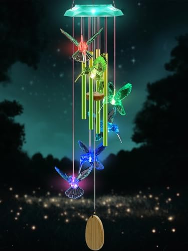 Hummingbird Solar Wind Chimes for Garden 37 Long