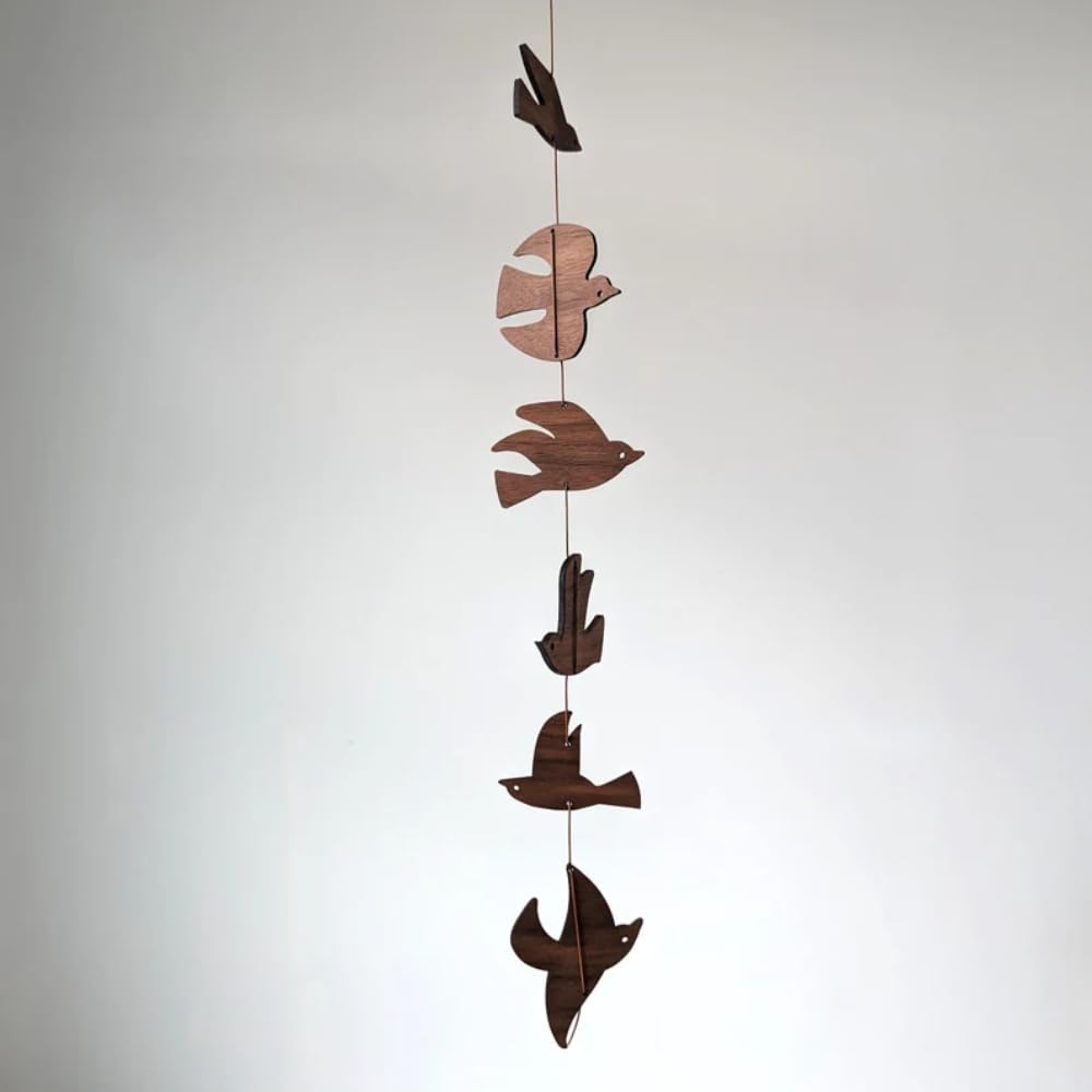 Unique Wooden Birds Flight Hanging Mobile 30 Inch