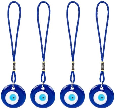 WEBEEDY 4Pcs Blue Evil Eye Glass Hanging Pendant Car Charm