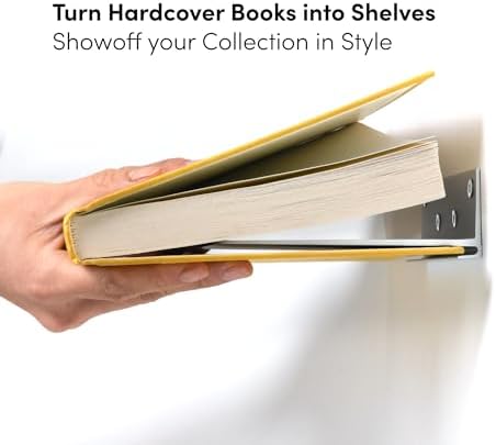 Floating Invisible Bookshelf Wall Mounted Set of 4 - Aluminum - Convert Books into Shelves