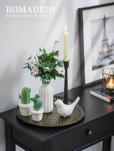 Romadedi Round Candle Tray - 118 Inch Vintage Metal Decor with Distressed Finish