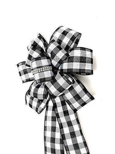 12 Inch Buffalo Plaid Wreath Bow for Decor