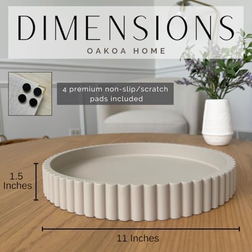 OAKOA Concrete Round Decorative Tray for Coffee Table