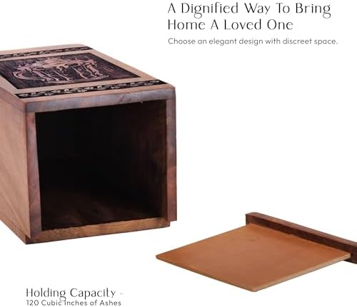 Large Wooden Cremation Urn - 1125 Inch Black Ashes Memorial Urn
