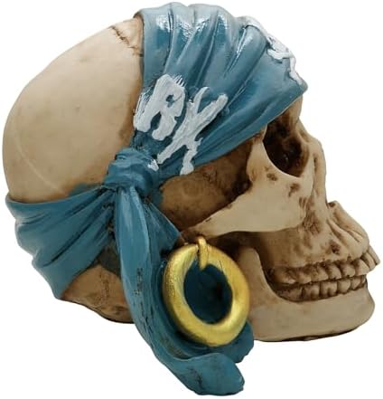 Pirate Style Human Skull Decor Resin Statue