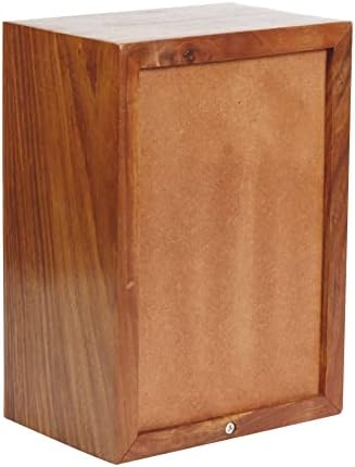 Hand Carved Wooden Urn Box - Cremation Urn for Human Ashes 7x5 Inch