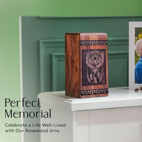 Wooden Urn Dream Catcher - Medium Cremation Urn for Adult Human Ashes