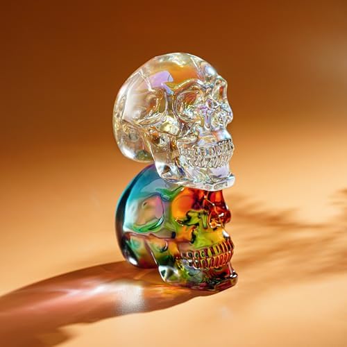 Crystal Skull Head Statues 3 Inch Multicolor Halloween Decor