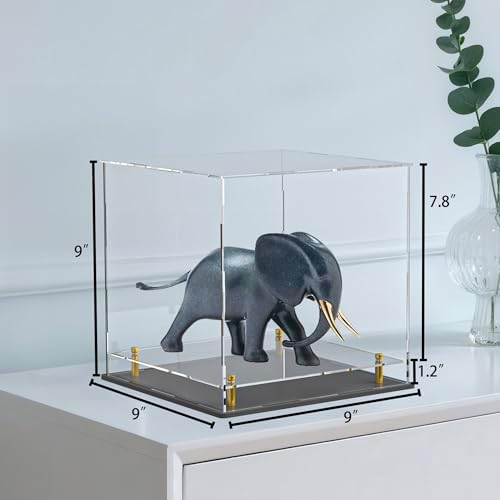 UoYeet Acrylic Display Case with Floating Shelf and Thick Base
