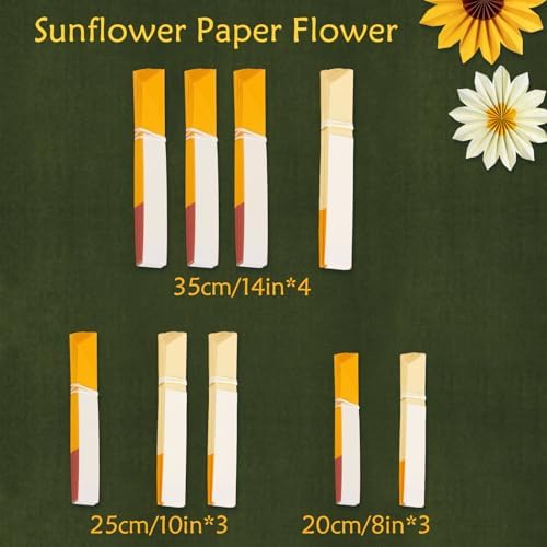 PAPER JAZZ Yellow Sunflower Folding Fans Decor Set