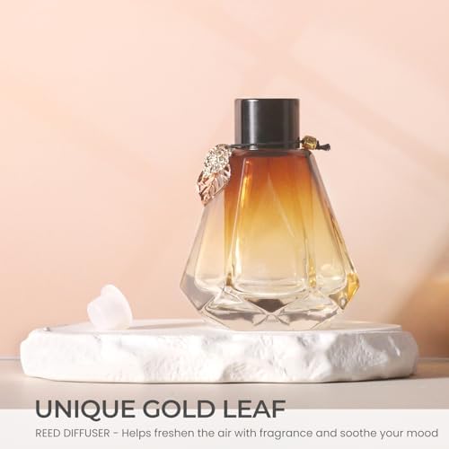 6PCS Diamond Reed Diffuser Set with Gold Leaf Decor