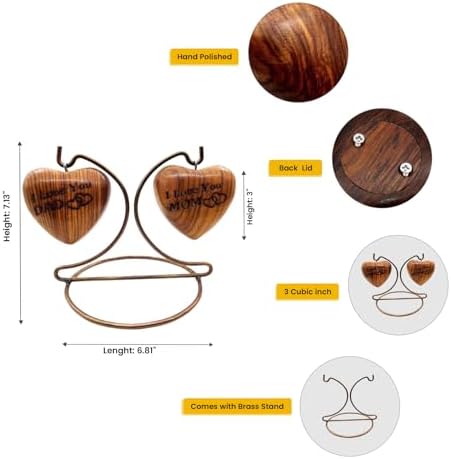 Wooden Dual Heart Keepsake Urn for Ashes