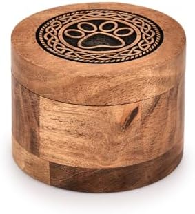 Kimona Wooden Pet Urn with Black Paw Design