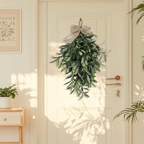 Olive Teardrop Swag Wreath Pendant 236 Inch Front Door Hanger Decor