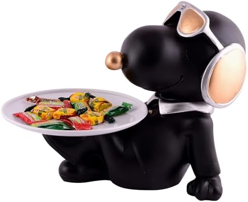 Cute Black Resin Dog Sculpture for Home Decor