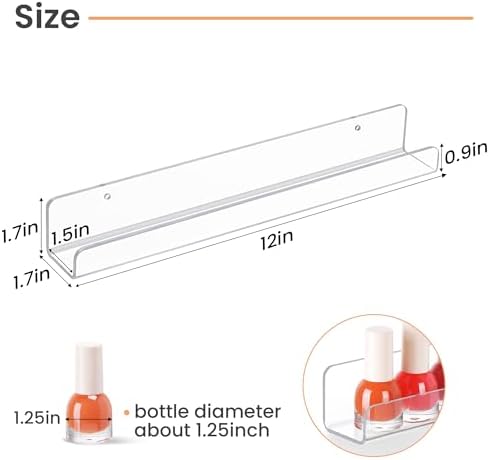 Upsimples 6 Pack Clear Acrylic Shelves Wall Mount