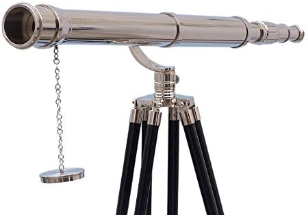 Hampton Nautical ST-0117CH Floor Chrome Galileo 65 Standing Telescope Home Decor
