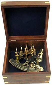 6 Inch Brass Astrolabe Sextant with Wooden Box
