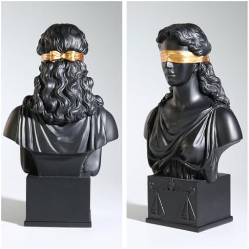 Lady Justice Bust Statue 85 Inch Black with Gold Law Office Decor