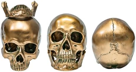 ECYC 11 Resin Human Skull Model Life Size Bronze Halloween Decor