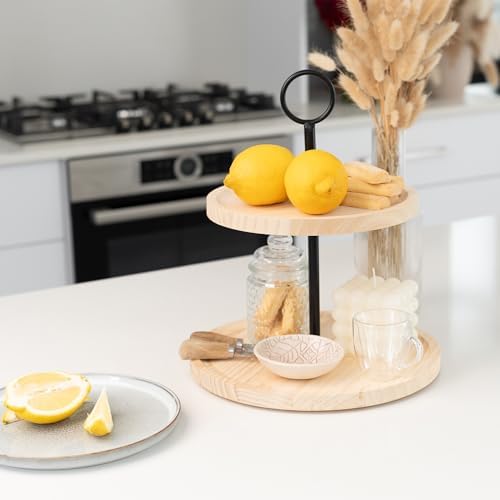 KIBAGA Decorative Wooden Tiered Tray Stand
