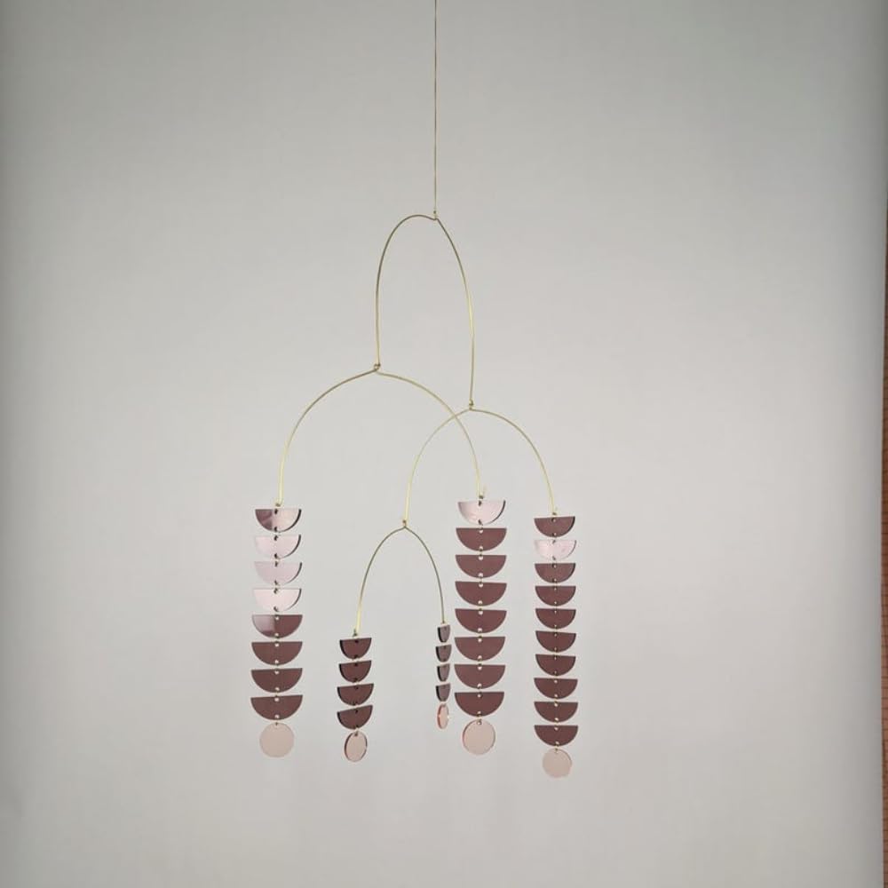 Brass and Cobalt Blue Leaves Mobile - 17W x 20H x 17D