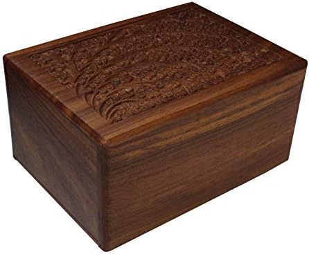 Tree of Life Hand-Carved Rosewood Urn Box Large