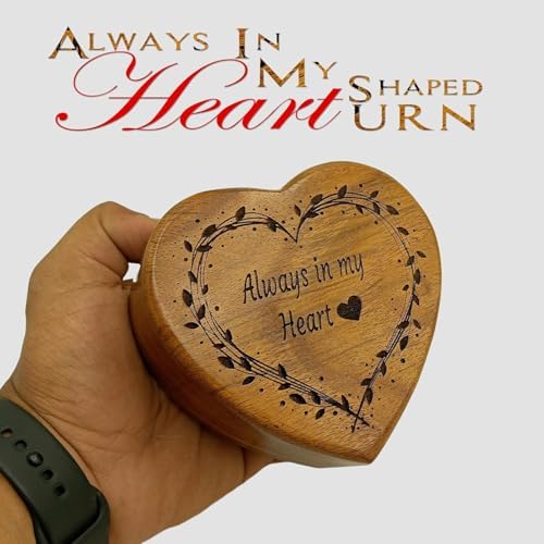 Wooden Heart Shape Engraved Keepsake Cremation Urn