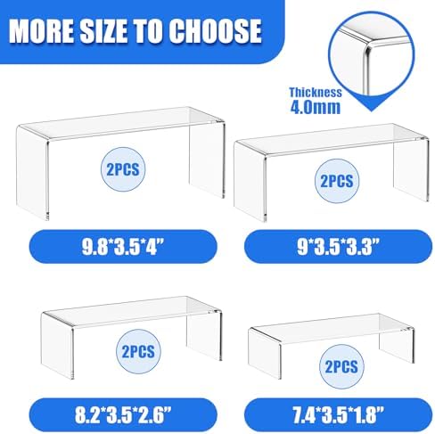 Albumgit Acrylic Display Risers 8 Pack for Collectibles Decoration Organizer