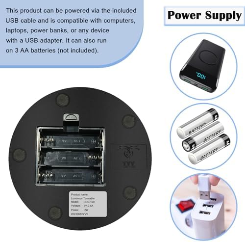 YVV LED Rotating Display Stand with Colorful Lights