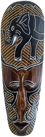 OMA African Wall Mask Decor Wooden Lucky Elephant