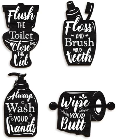 Funny Bathroom Wall Decor Signs Set of 4