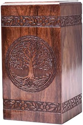 Tamanna Rosewood Urn For Human Ashes - Tree Of Life Wooden Box - Personalized Cremation Urn