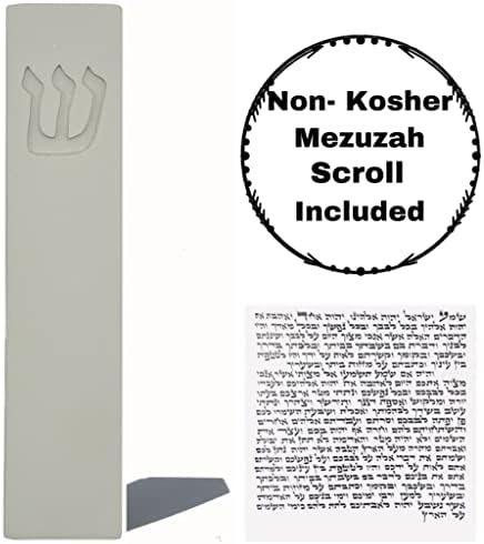 Concrete Mezuzah Case with Scroll - 6 Inches Grey