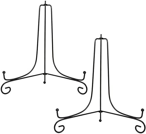 Iron Display Stand 2 Pack Black Easel Plate Photo Holder for Frames and Art