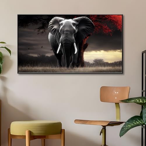Lumwif Elephant Wall Art Red and Black