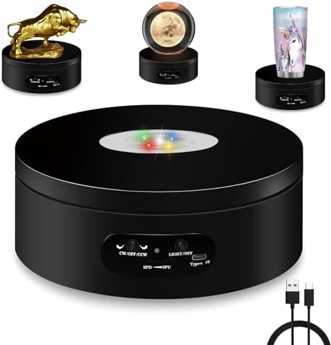 YVV LED Rotating Display Stand with Colorful Lights