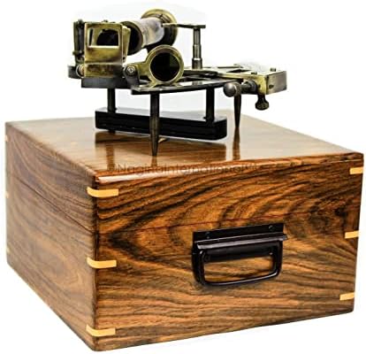 Nagina International 7 Inch Brass Sextant with Rosewood Case Nautical Decor Educational Gift