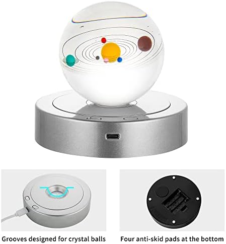 Rotating Display Stand with Colorful LED Lights - 4 Modes 8 Light Options - Electric Battery Operated - Silver